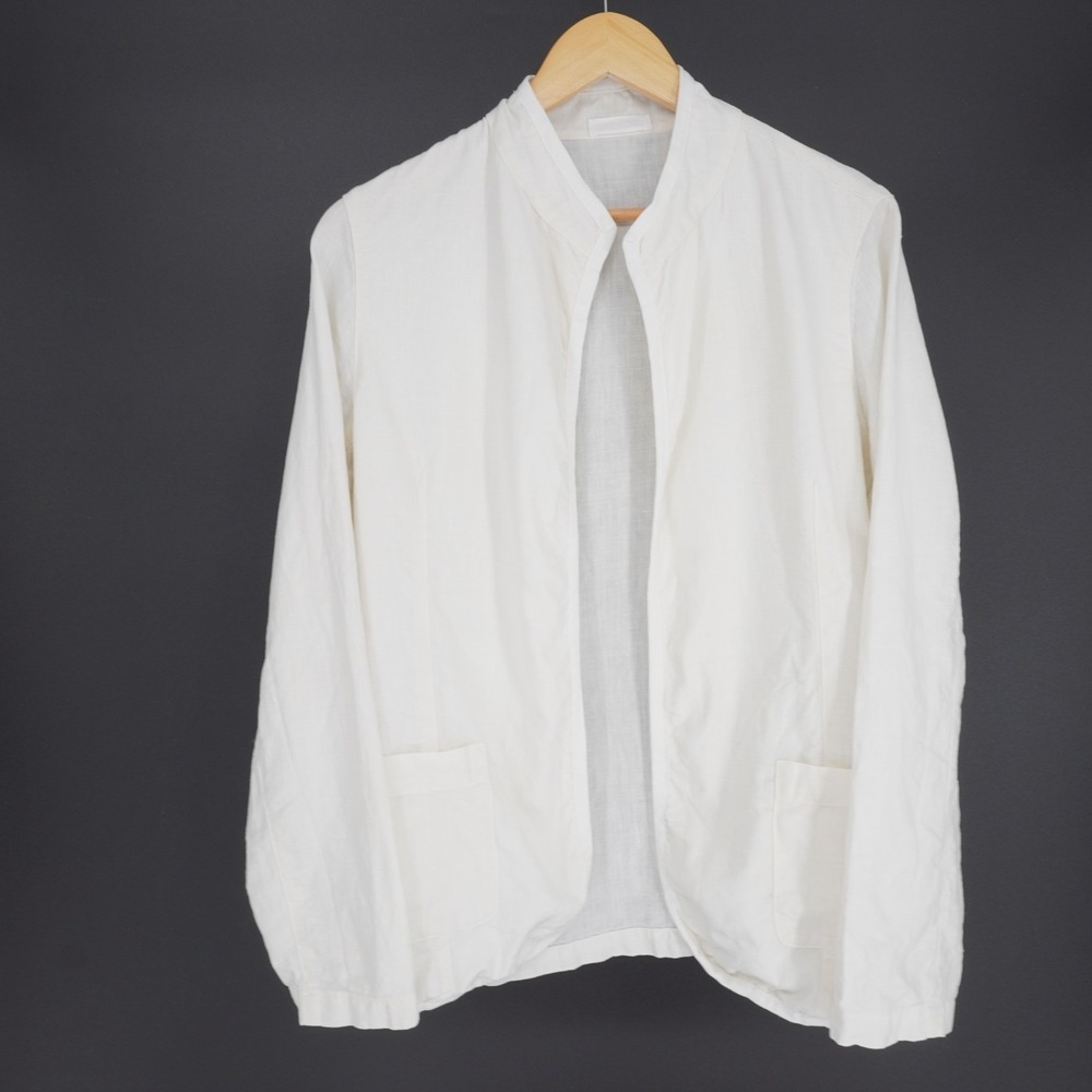 CP Shades Open Front Linen Jacket Womens M Ivory Minimalist Lagenlook Relaxed